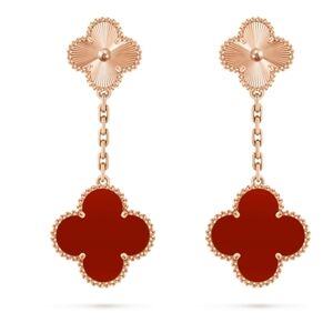 VAN CLEEF & ARPELS Magic Alhambra Earring Rose Gold Guilloche Carnelian New 2025